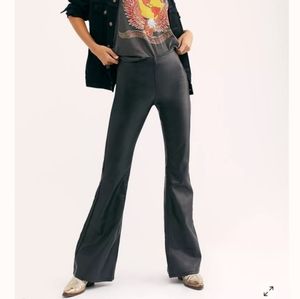 Free People Faux Leather Penny Pull-On Flares